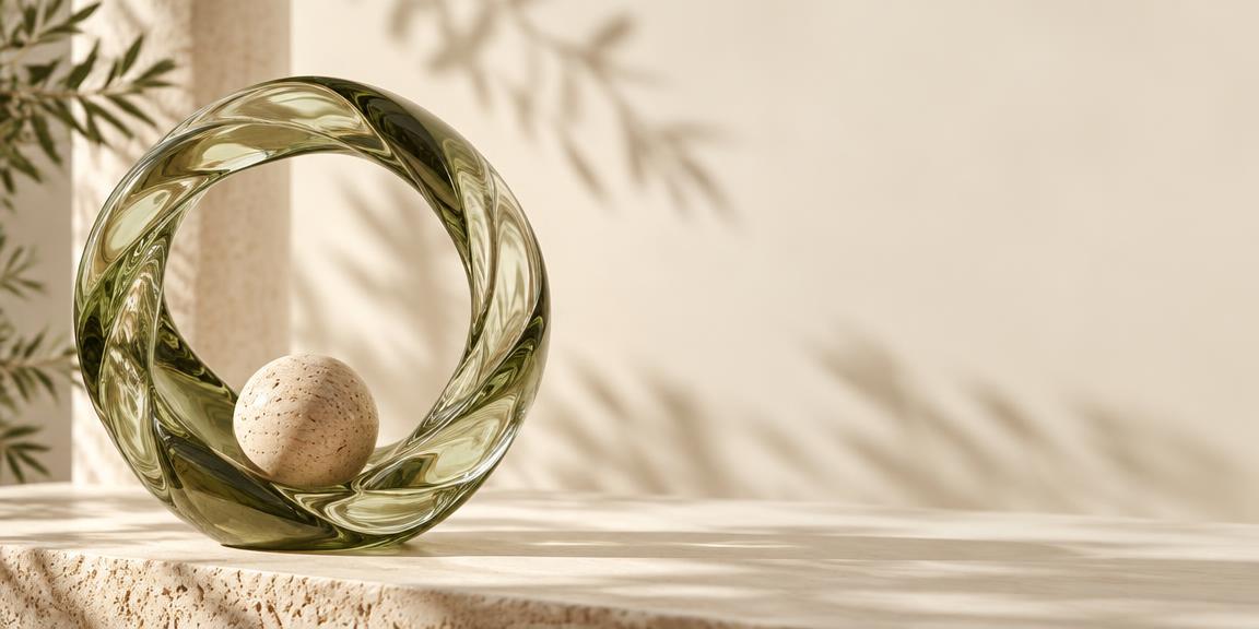 A glass ring surrounding a natural stone